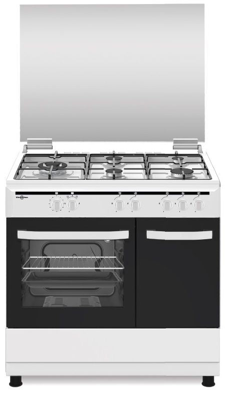 COCINA VITROKITCHEN CB961PBB BLANCA 5 FUEGOS + HORNO 64L + PORTABOMBONA GAS BUTANO