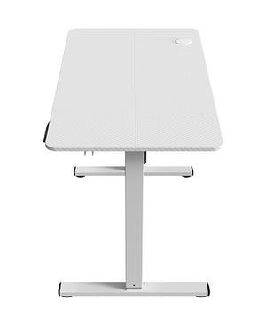 MGD-ERGOPRO, Mesa Ajuste Altura Eléctrico 73-118cm, Superficie Ergonómica Fibra Carbono, Estructura Metálica, Soporte Auriculares y Gestión Cableado, Escritorio Regulable 110x60cm, Blanco