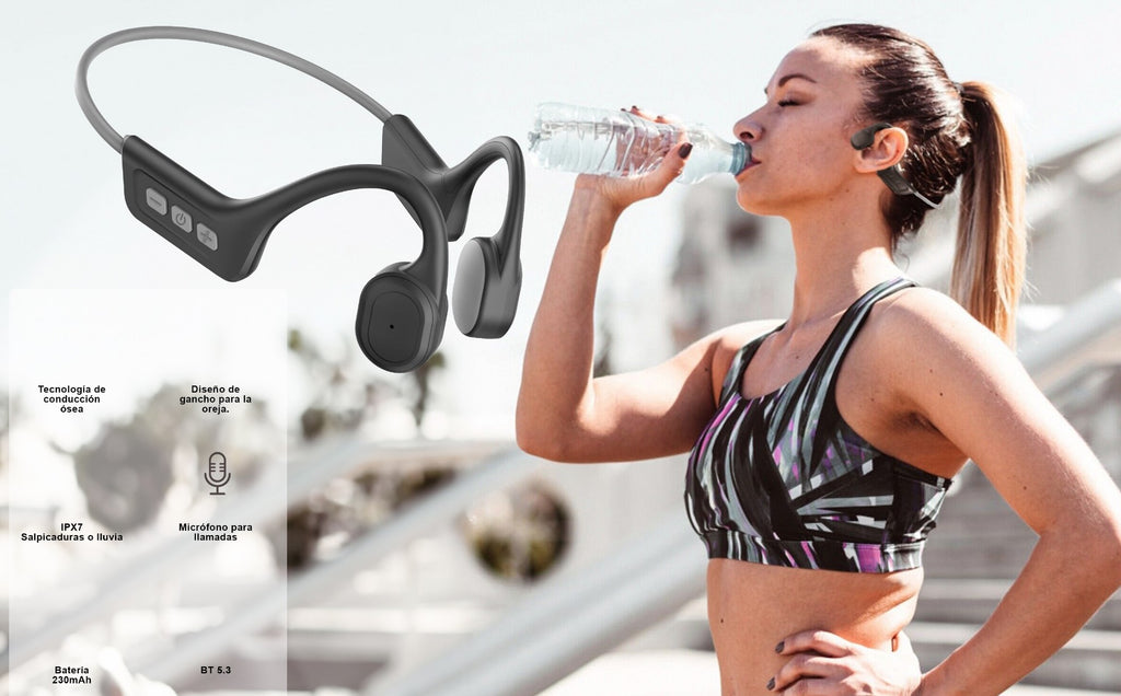Auriculares Inalámbricos Deportivos de Conducción Ósea Leotec Osea Kuri/ con Micrófono/ Bluetooth/ Grises