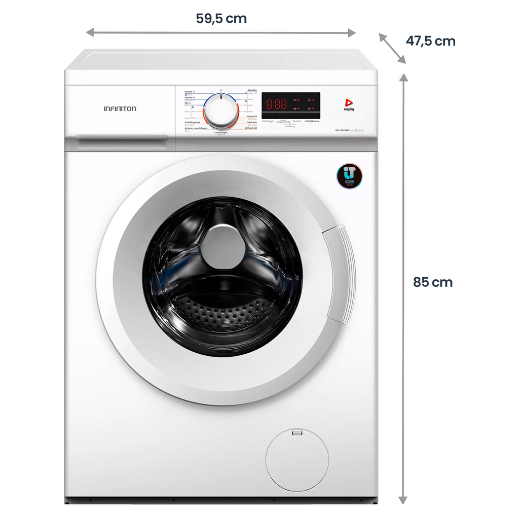LAVADORA INFINITON WMD84AWT BLANCA 8KG 1400RPM CLASE A 15 PROGRAMAS DISPLAY CONTROL ELECTRONICO MOTOR INVERTER