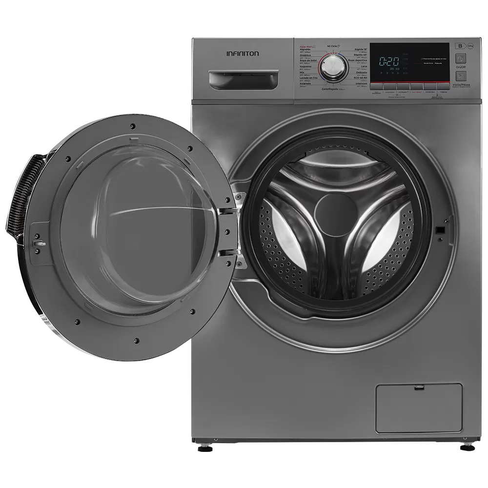 LAVADORA INFINITON WM1DG2 DARK INOX 12KG 1400RPM CLASE B 16 PROGRAMAS DISPLAY LED