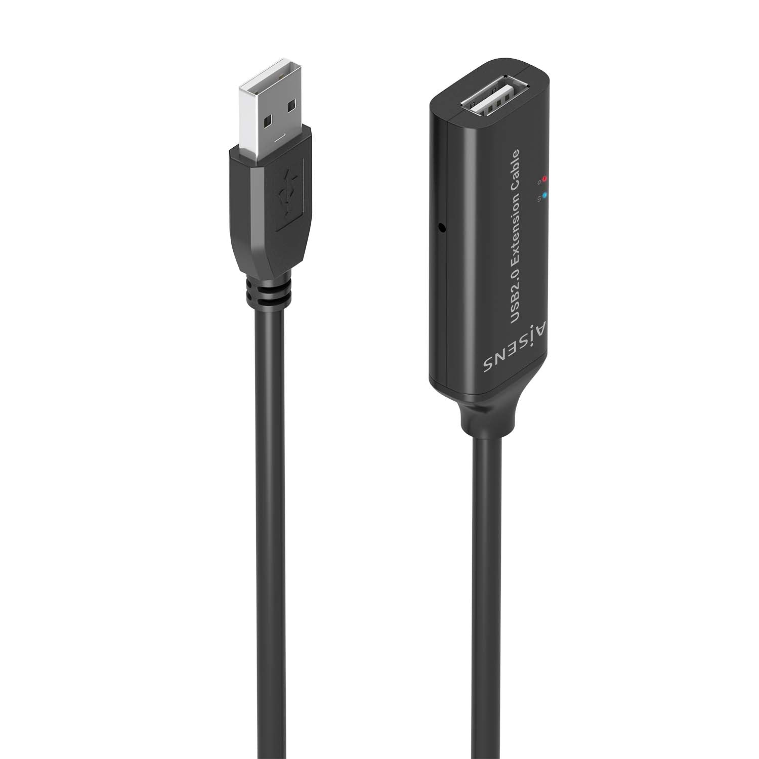 Cable USB 2.0 Prolongador con Amplificador, Tipo A/M-A/H, Negro, 5.0m
