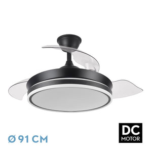 Ventilador Dc Bayomo Negro 72w 7200lm 91d 3asp.desplegables 3000-4000-6000k Remoto, Temporizador, Memoria - DSP0000023386