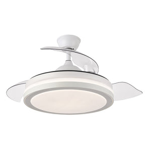 Ventilador De Techo Con Luz Regulable Esparta 72w 6120lm Aspas Retractiles Blanco