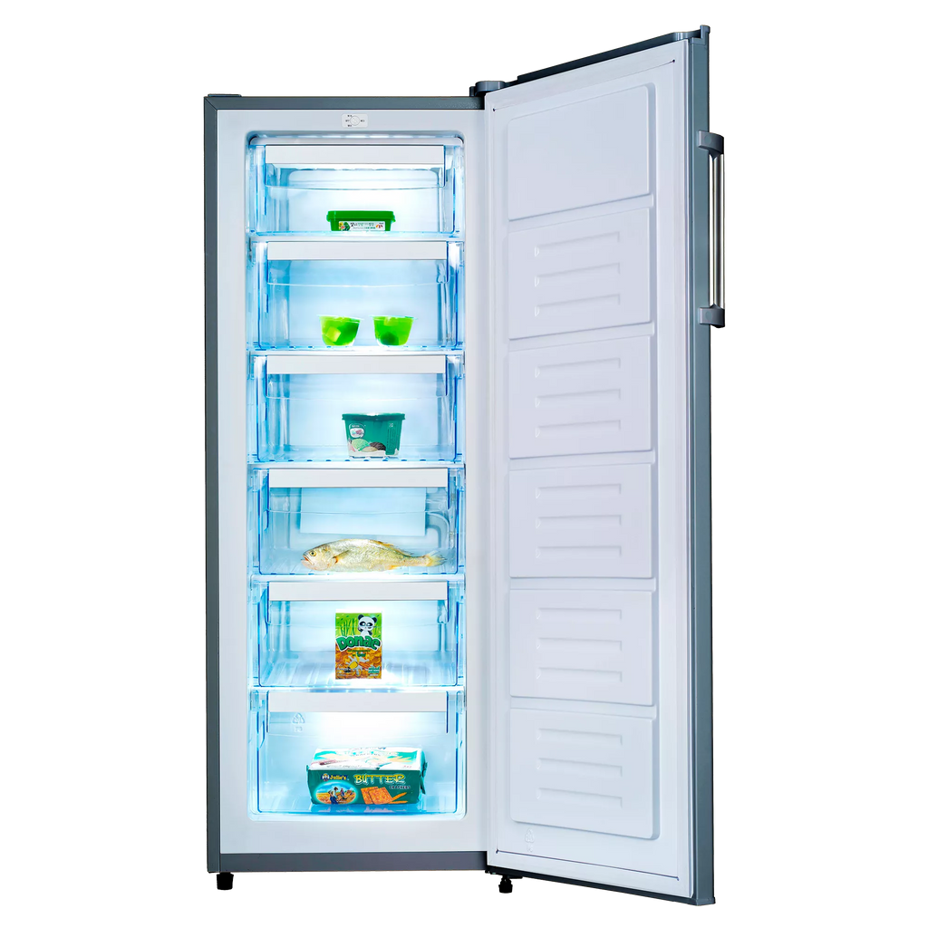 CONGELADOR INFINITON CV172L14XEV VERTICAL INOX 143,5x55x58,3 172L CLASE E DEFROST 6 CAJONES