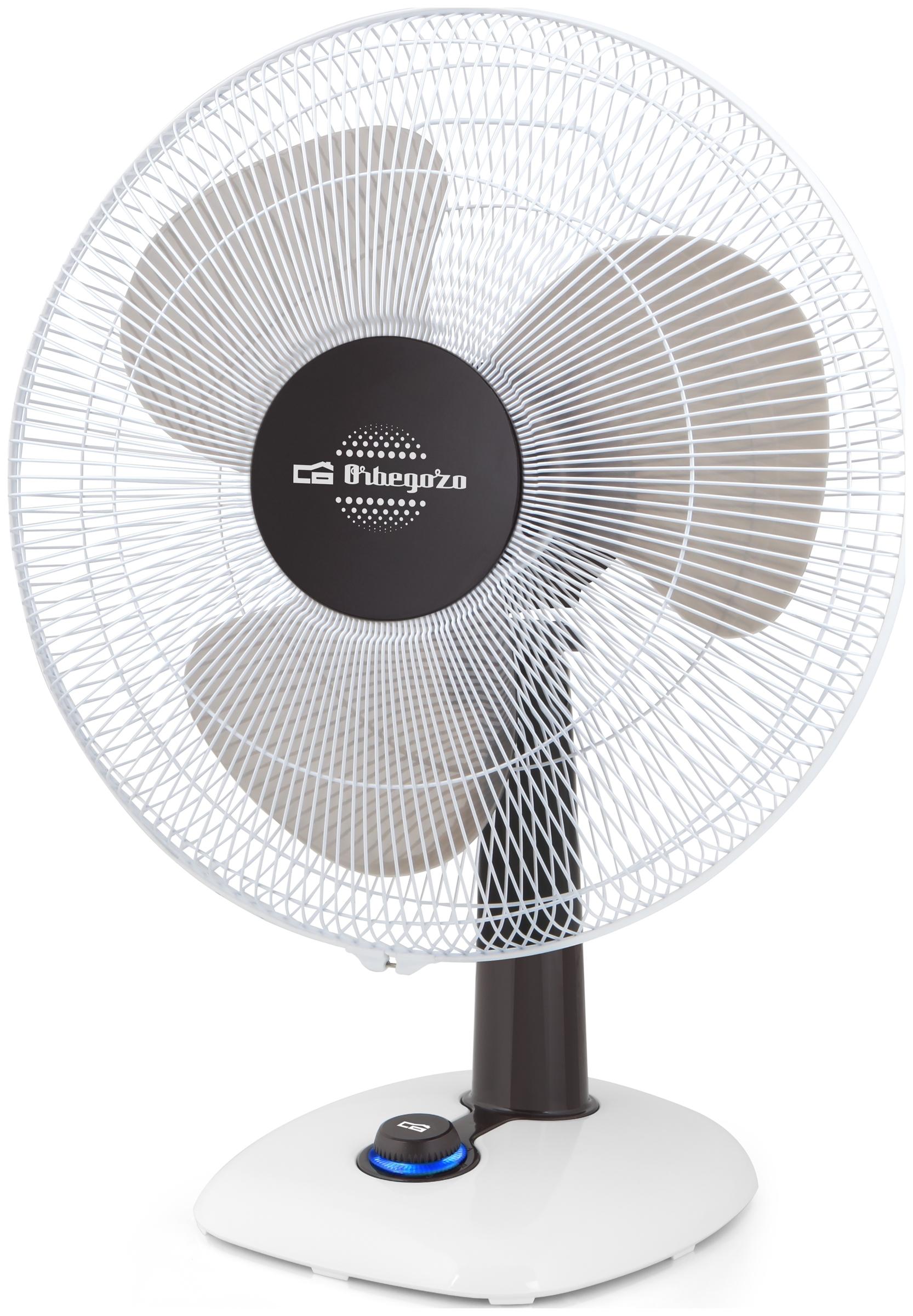 VENTILADOR ORBEGOZO TF0143 S MESA 40CMS OSCILANTE 3 VELOCIDAD NEGRO Y NACAR CONTROL VELOCIDAD LUMINOSO LED