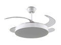 VENTILADOR FM VT SENZA ECO TECHO MOTOR DC LUZ LED 36W 3 TIPOS DE LUZ 106 CM BLANCO ASPAS RETRACTILES TRANSPARENTES MANDO A DISTANCIA