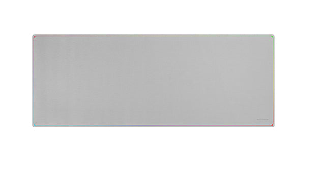 MMP224, Alfombrilla Gaming XXL 880x330mm, Diseño de Bordes Rainbow, Base Antideslizante de Caucho Natural, Superficie Nanotextil de Alta Precisión, Alfombrilla de Ratón Flexible, Blanco