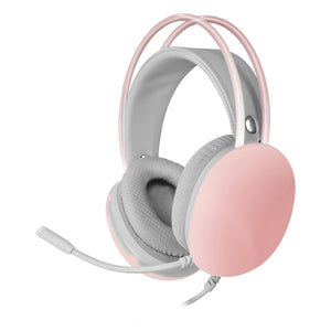 MH-GLOW Rosa, Auriculares 360° Full Chroma RGB Flow, Micrófono Cancelación de Ruido, Diseño Ultra-ligero, Almohadillas Mempory-Foam, Compatibilidad Universal