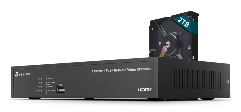 VIGI NVR1004H-4P-2TB Negro