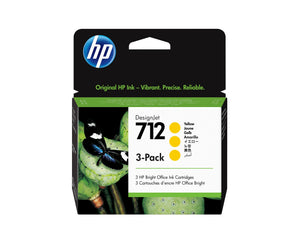 Paquete de 3 cartuchos de Tinta DesignJet 712 amarillo de 29 ml