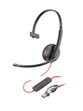 Auriculares monoaurales Poly Blackwire 3210 USB-C + Adaptador USB-C/A