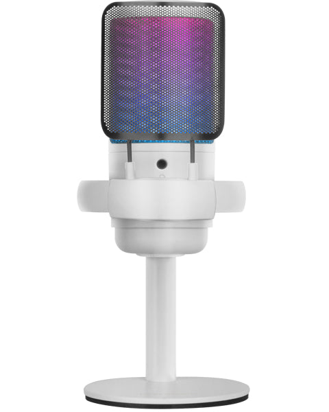 MMIC-SE, Micrófono de Estudio Profesional ARGB, Ultra Alta Definición ADC 196kHz 24-bit, Soporte Antivibración + Filtro Pop de Malla Metálica, Control de Volumen y Mute, Blanco