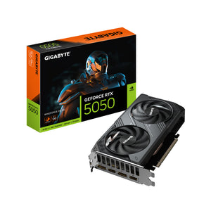 GeForce RTX 5050 WINDFORCE OC 8G Tarjeta Gráfica - 8GB GDDR6, 128bit, PCI-E 5.0, 2587MHz Frecuencia del núcleo, 2 x DP, 2 x HDMI, NVIDIA DLSS 4, GV-N5050WF2OC-8GD