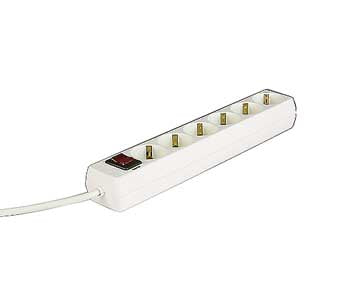 Regleta de 6 tomas con interruptor iluminado, cable de 1.4 metros, color Blanco.