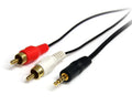 Cable Adaptador de Mini-Jack a RCA 91cm - Jack 3,5mm Macho - 2xRCA Macho - Negro