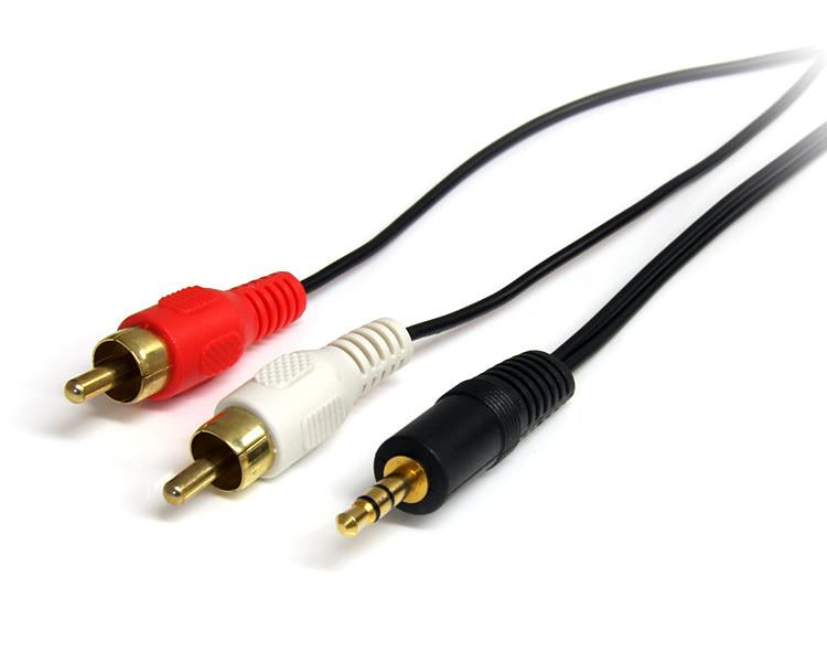 Cable Adaptador de Mini-Jack a RCA 91cm - Jack 3,5mm Macho - 2xRCA Macho - Negro