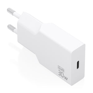 Cargador Ultra Delgado GaN 30W, 1xUSB-C PD3.0, Blanco