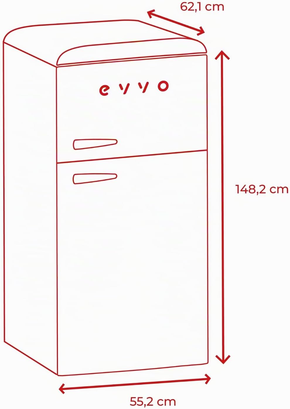 Frigor�fico 2 puertas Evvo F45 Retro Az�l Pastel