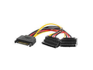 CA-SASA-10CU-0015 cable de SATA 0,15 m SATA de 15 pines 2 x SATA de 15 pines Negro, Rojo, Amarillo