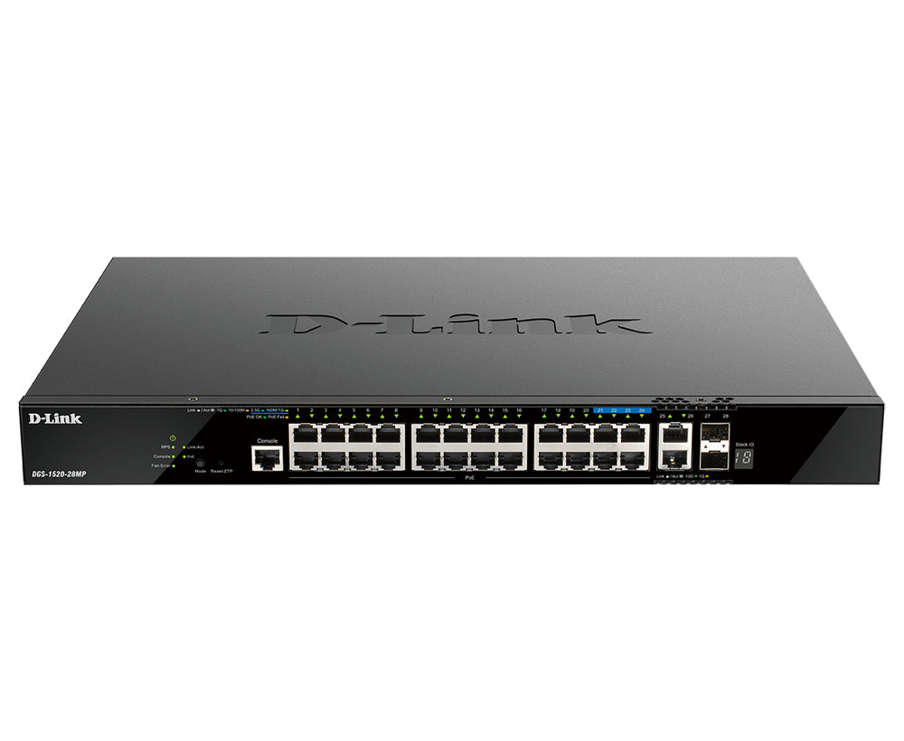 DGS-1520-28MP switch Gestionado L3 Gigabit Ethernet (10/100/1000) Energía sobre Ethernet (PoE) 1U Negro