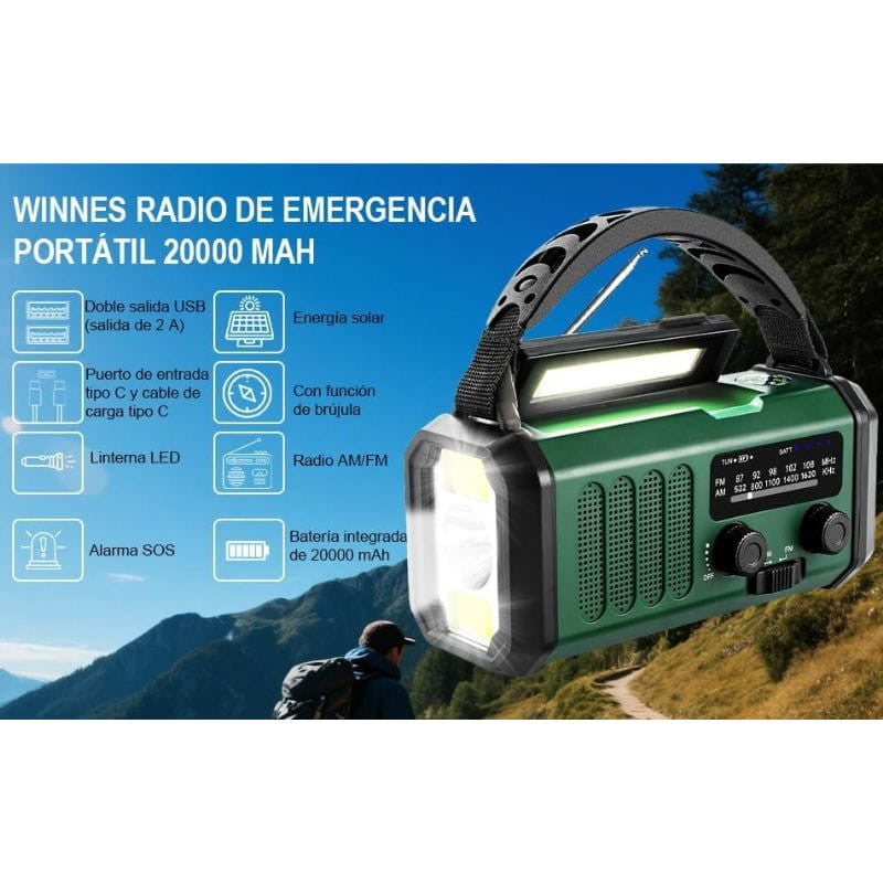 Radio de Emergencia Portátil 20000 mAh