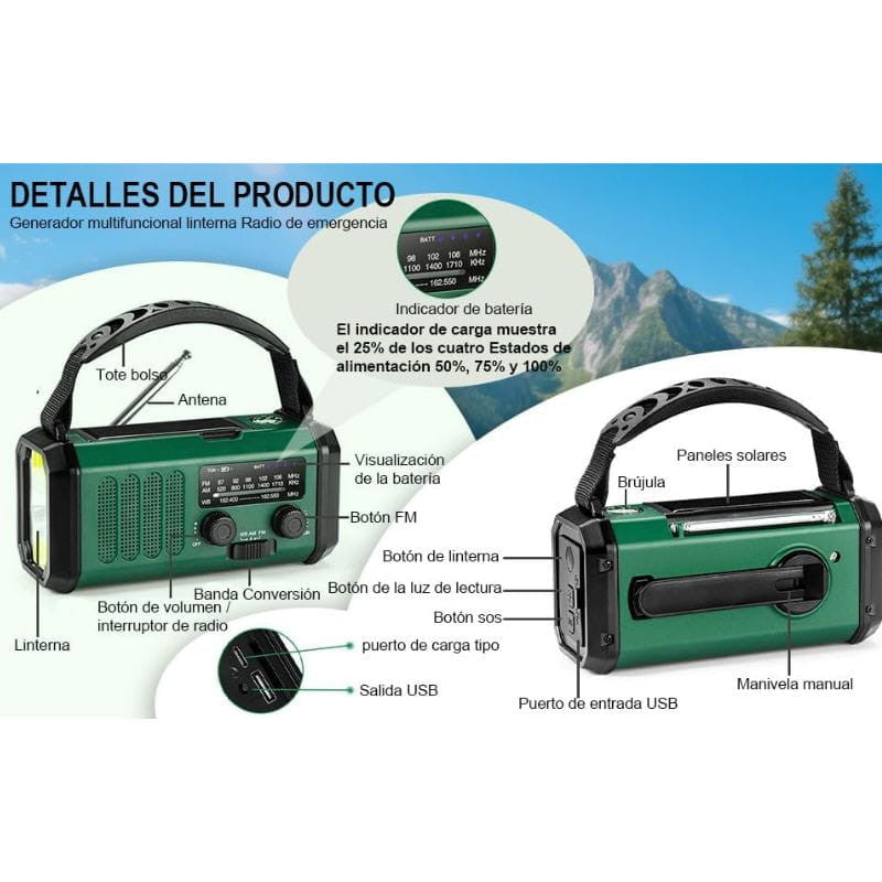 Radio de Emergencia Portátil 20000 mAh