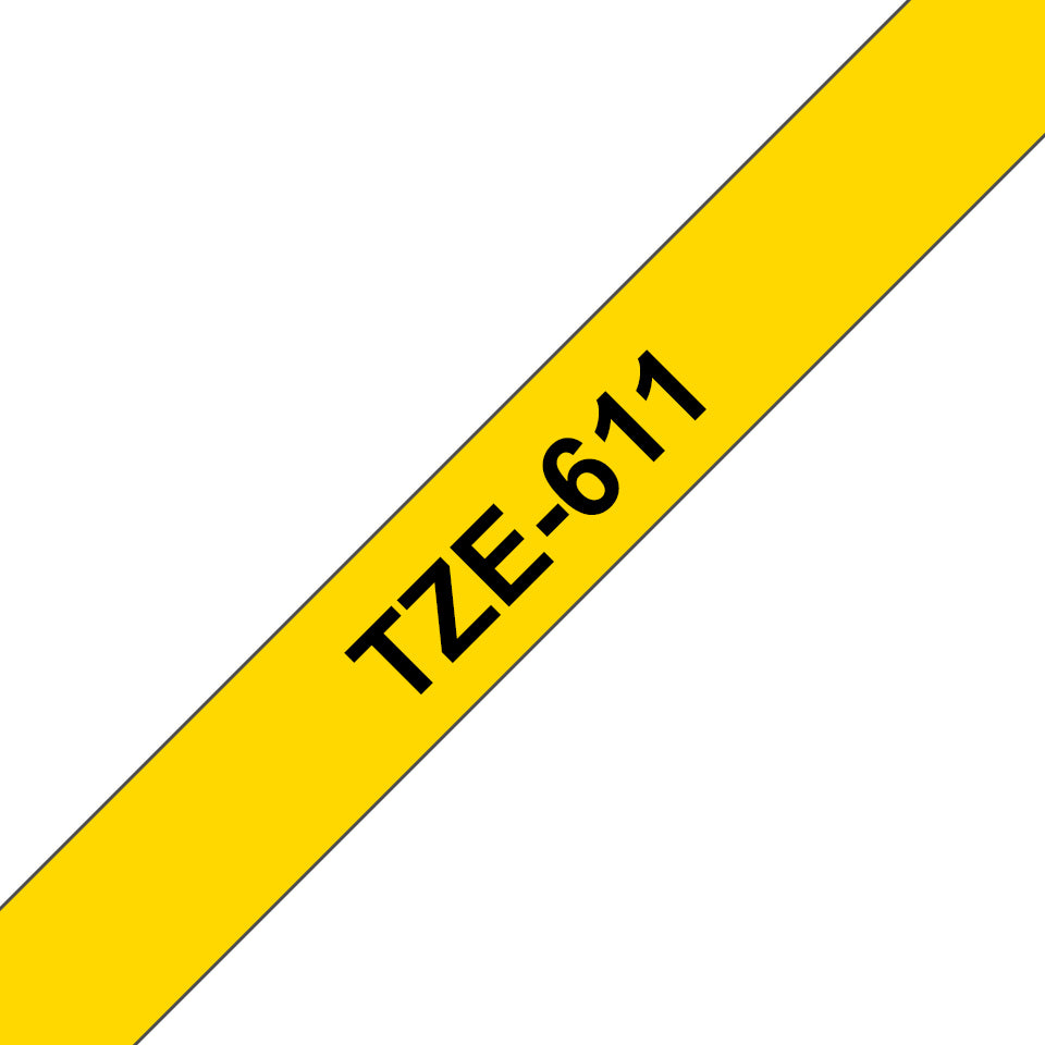 TZE-611 cinta para impresora de etiquetas Negro sobre amarillo