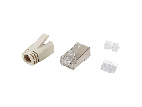 121182 conector RJ-45 Acero inoxidable, Transparente, Blanco