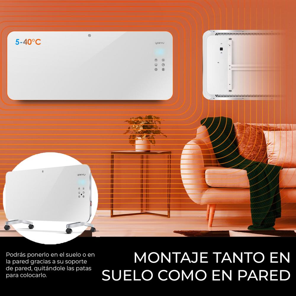 Radiador Eléctrico Bajo Consumo 2000W Programable Control Móvil App y WIFI Blanco