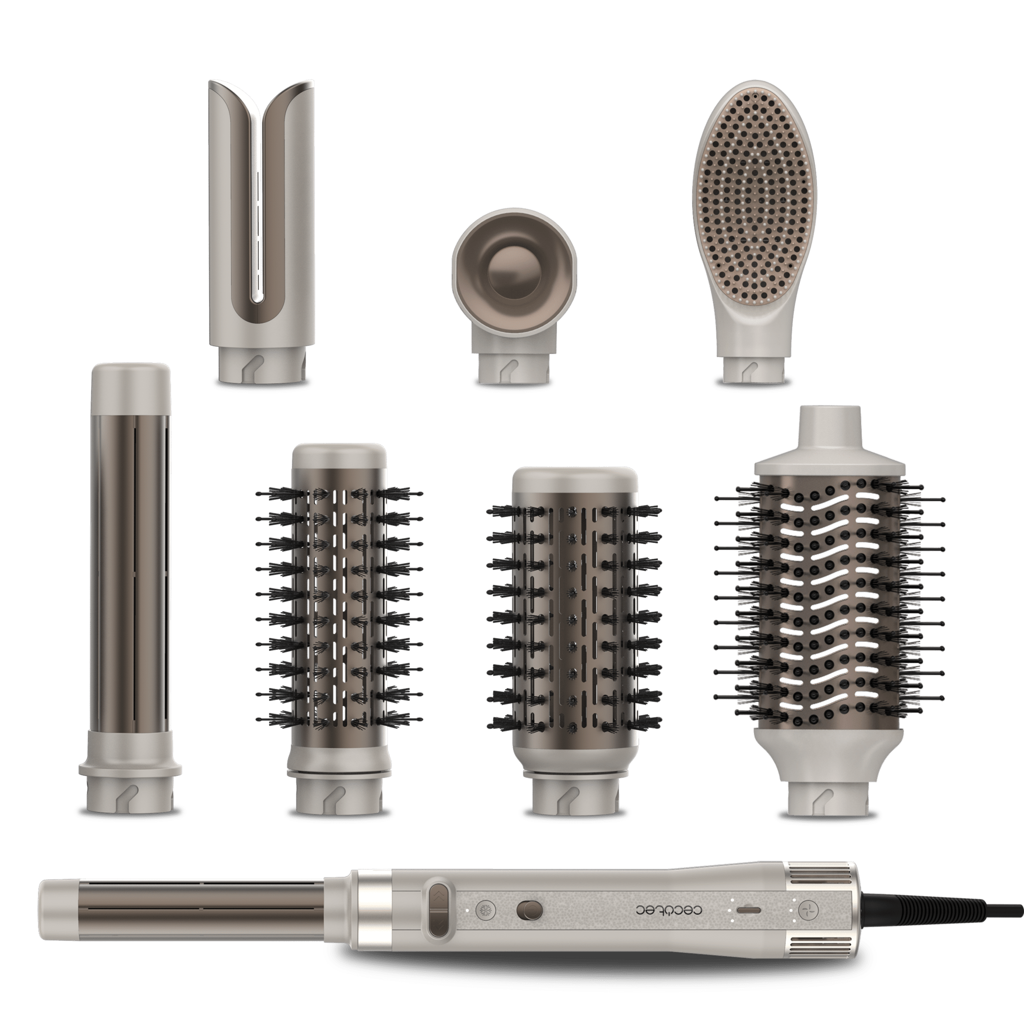 CeramicCare 8in1 AirGlam Gyro Champagne Moldeador de pelo con 8 cabezales