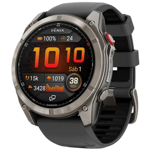 Garmin Fēnix 8 Pro 51 mm AMOLED Zafiro Gris Titanio con correa de Silicona Negra