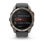 Garmin Fēnix 8 Pro 51 mm AMOLED Zafiro Gris Titanio con correa de Silicona Negra