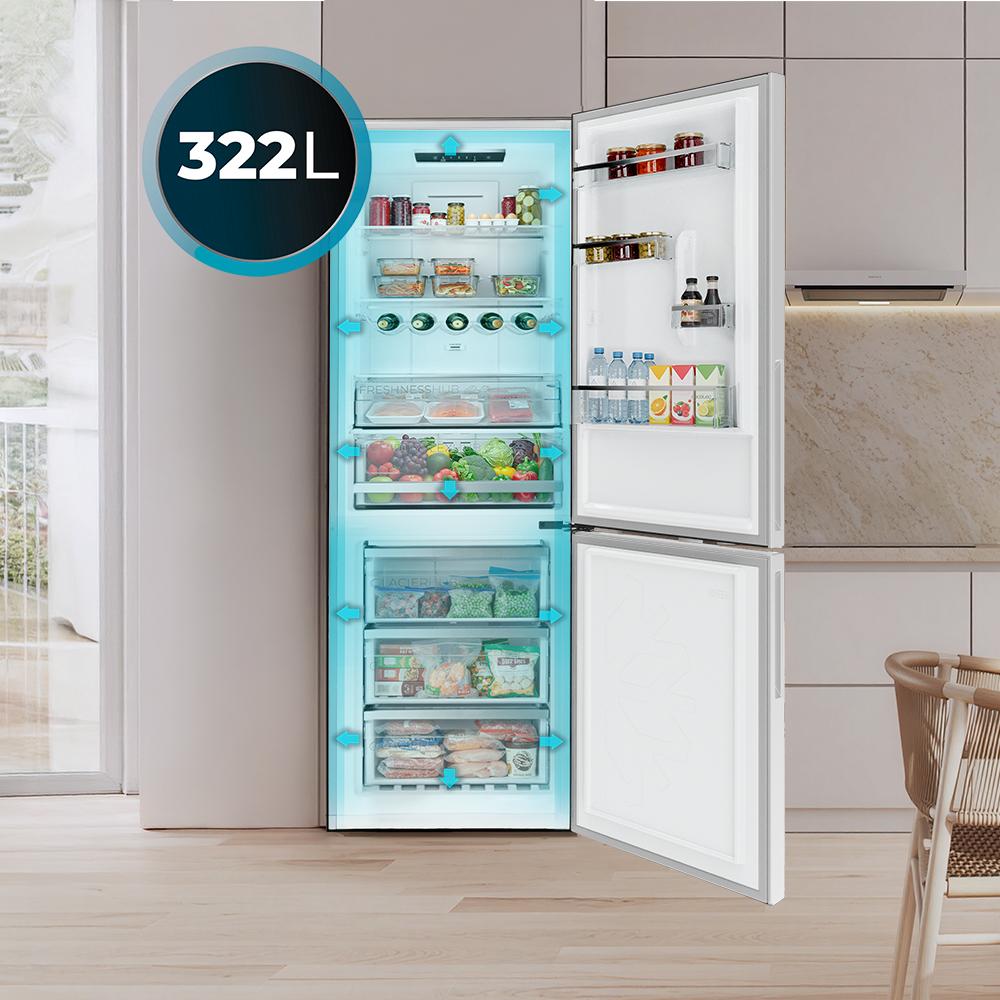 Bolero CoolMarket Combi 322i White Glass D Frigorífico combi con acabado cristal blanco