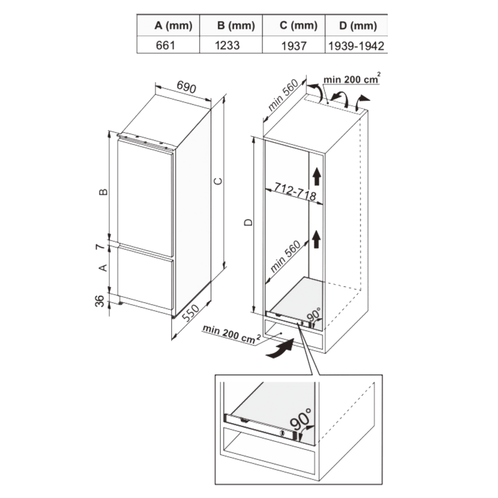 Bolero CoolMarket Combi BI-D FLW 341 E Frigorífico Combi