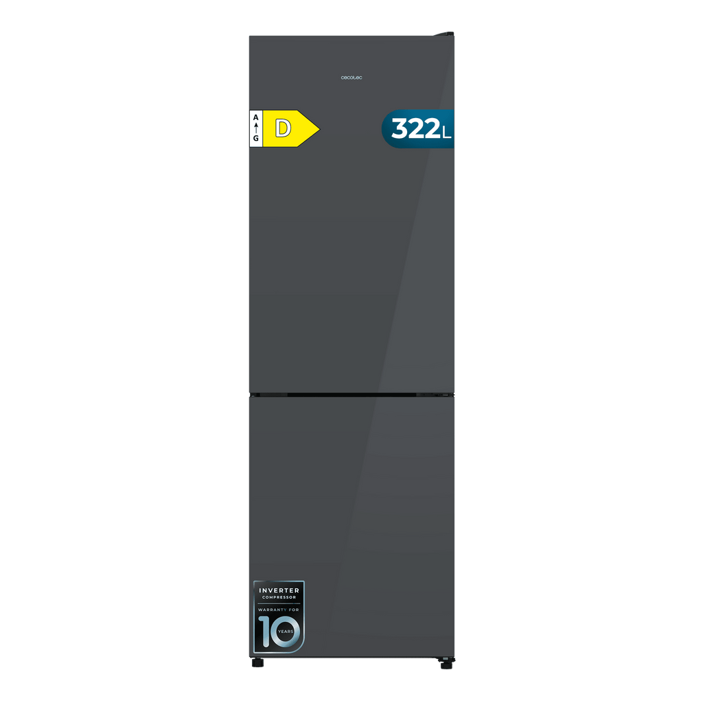 Bolero CoolMarket Combi 322i Grey Glass D Frigorífico combi de cristal gris
