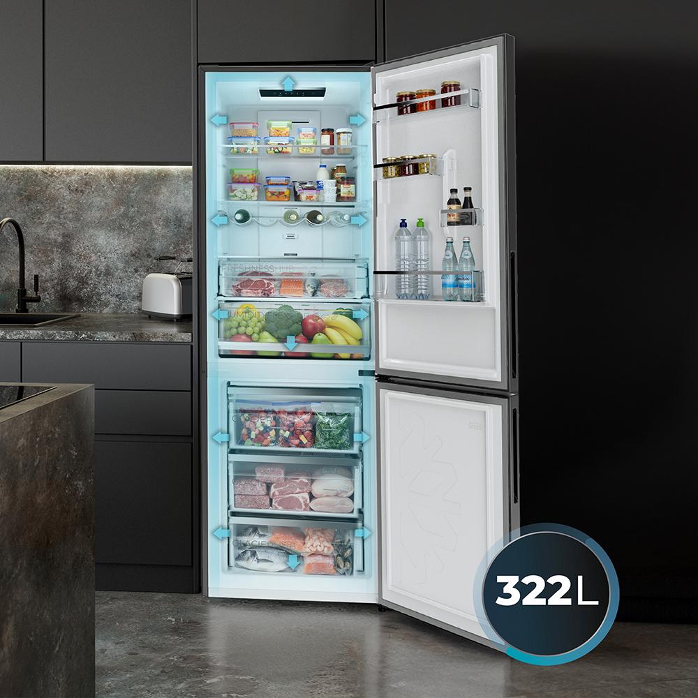 Bolero CoolMarket Combi 322i Grey Glass D Frigorífico combi de cristal gris
