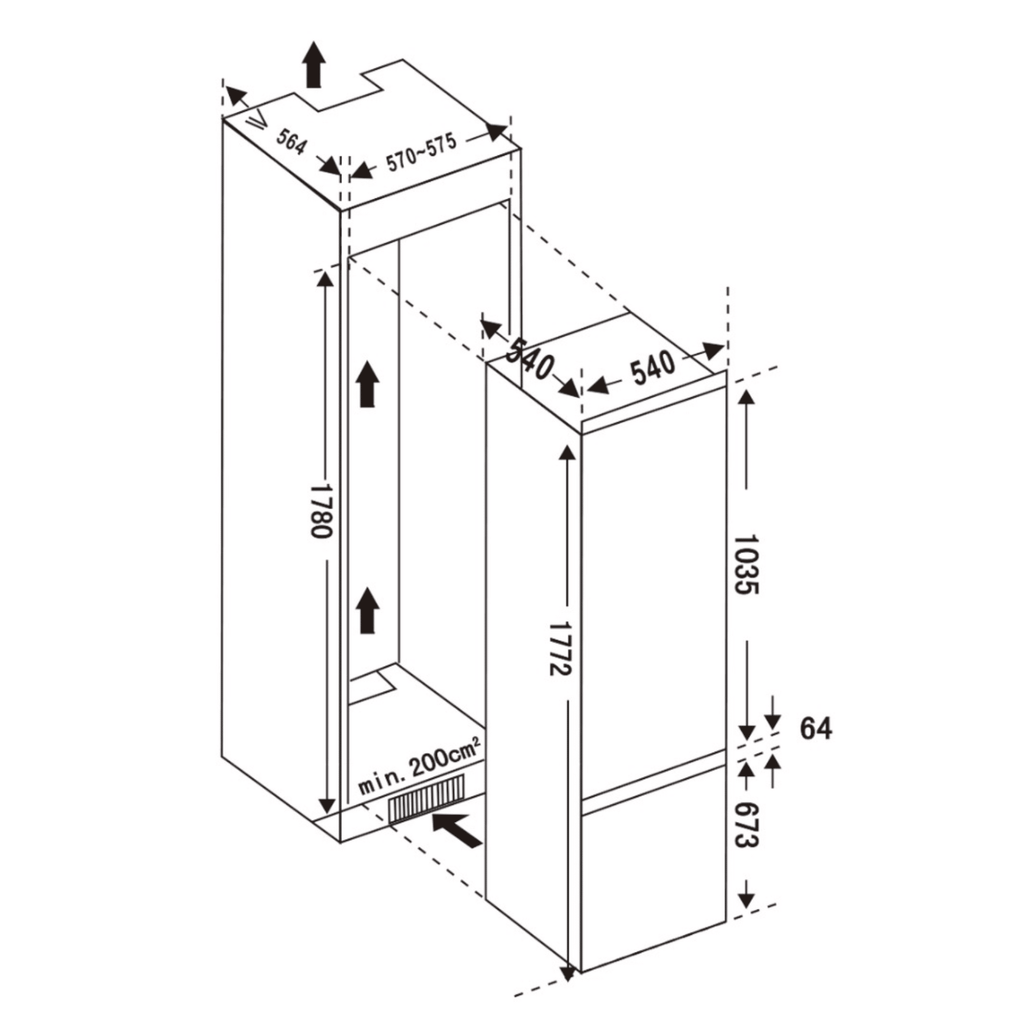 Bolero CoolMarket Combi BI-S MC 232 E Frigorífico combi Integrable
