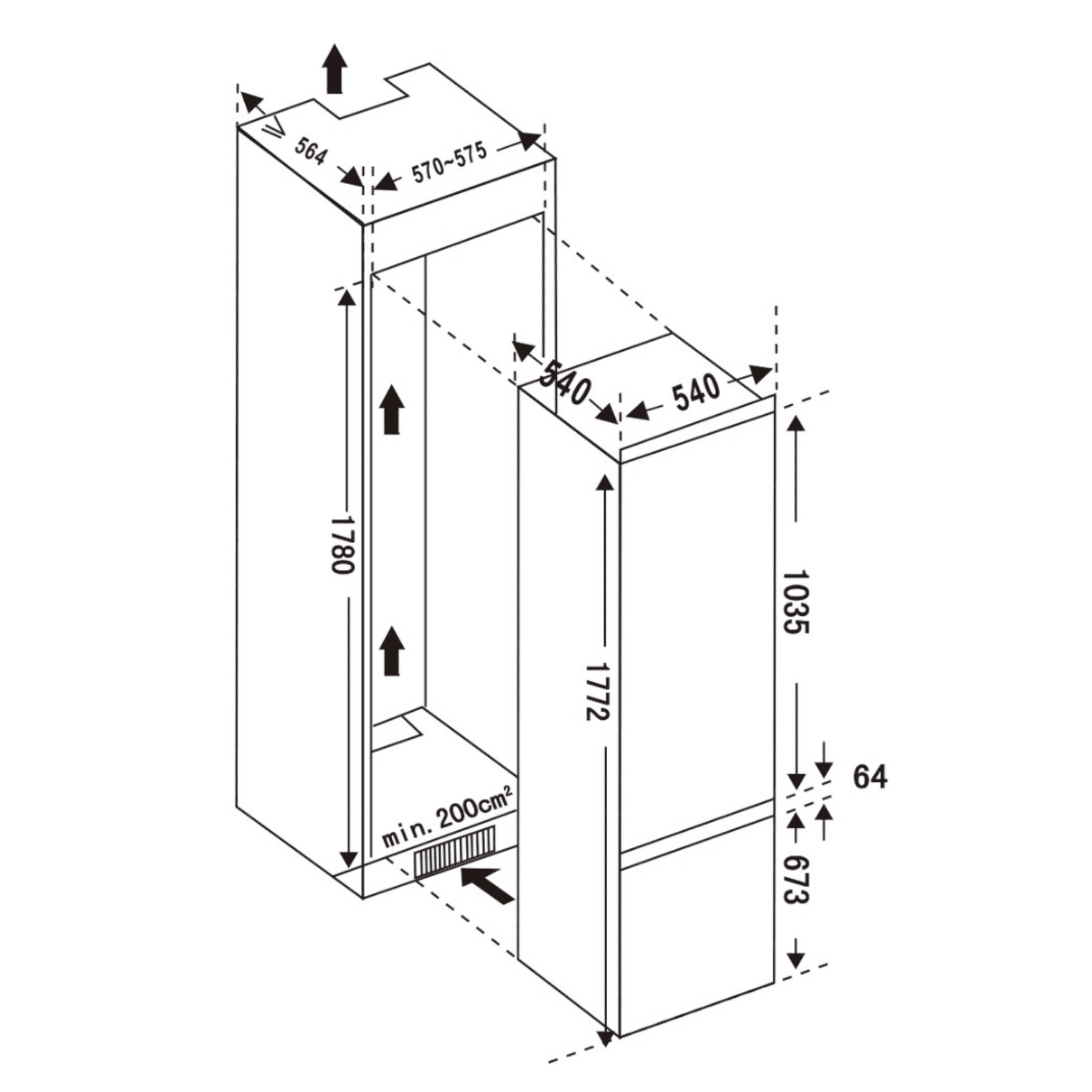 Bolero CoolMarket Combi BI-S MC 232 E Frigorífico combi Integrable