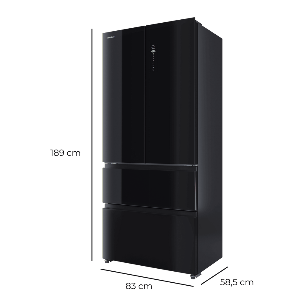 Bolero CoolMarket F2D 458 SBI Black Glass D Frigorífico Puerta Francesa de 4 Puertas