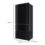 Bolero CoolMarket F2D 458 SBI Black Glass D Frigorífico Puerta Francesa de 4 Puertas