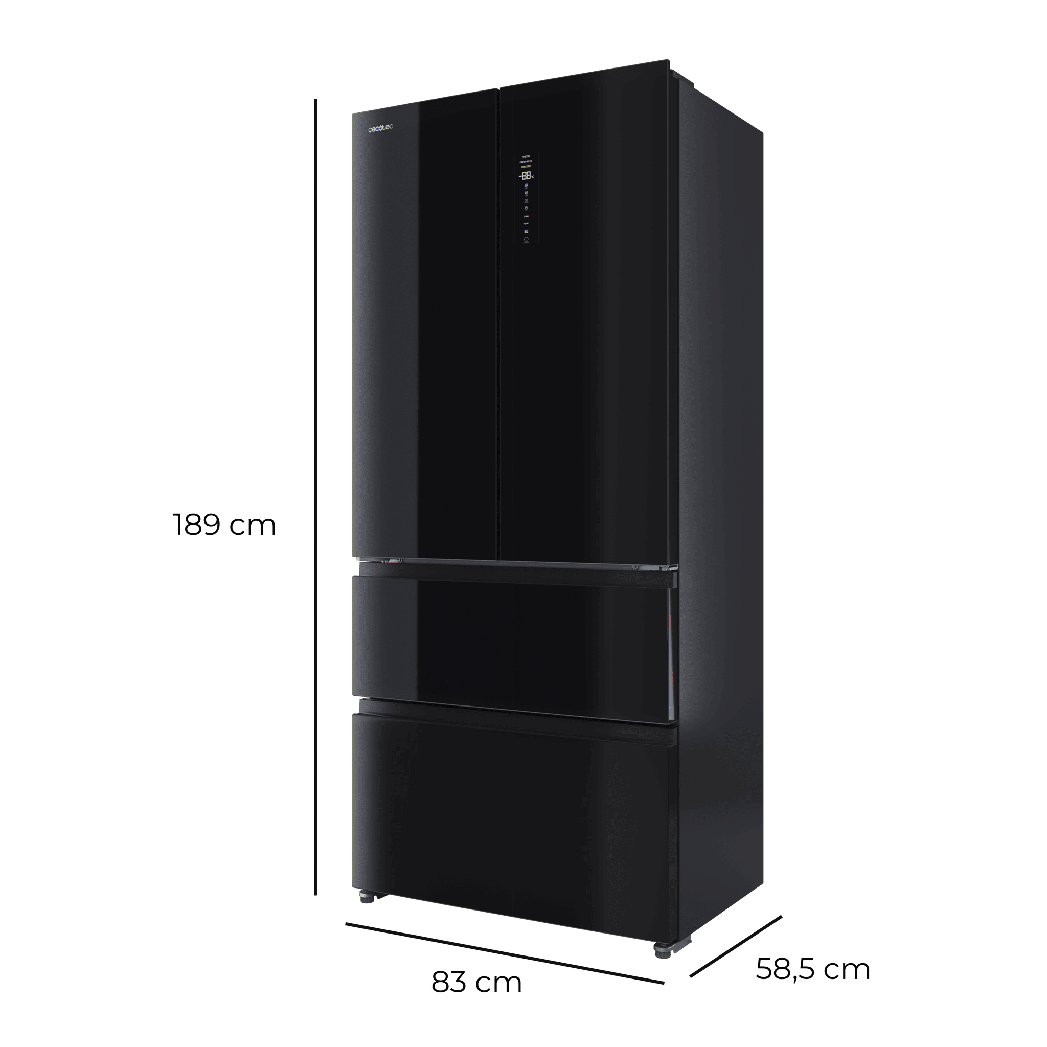 Bolero CoolMarket F2D 458 SBI Black Glass D Frigorífico Puerta Francesa de 4 Puertas