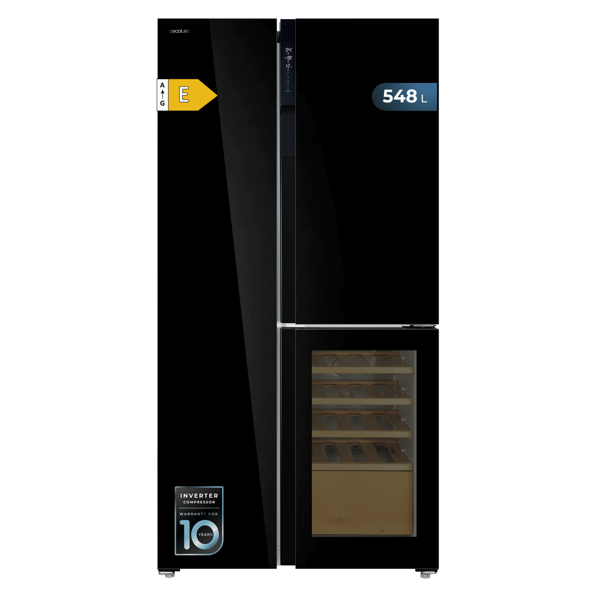 Bolero CoolMarket TDW 548 Black Glass E Frigorífico