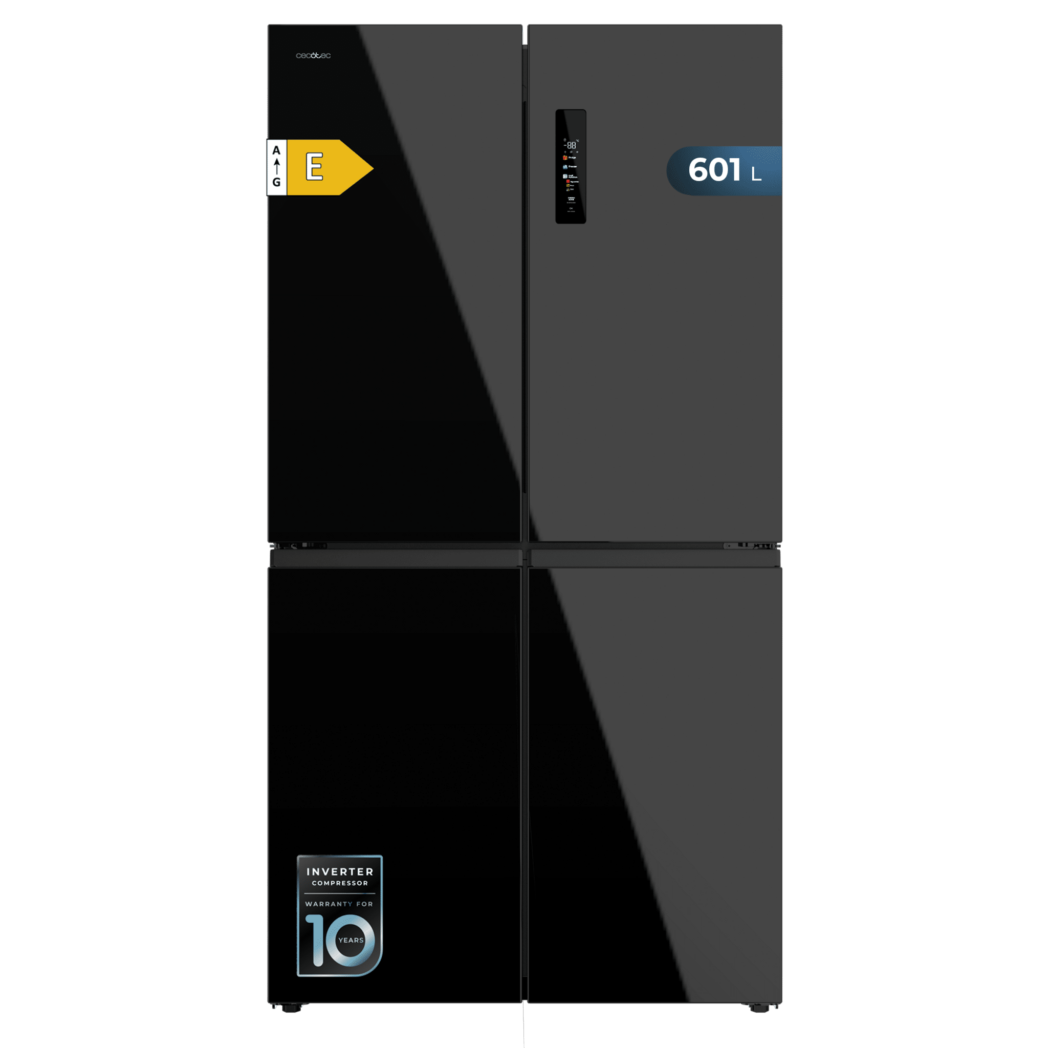Bolero CoolMarket 4D 601 Black Glass E Frigorífico de 4 Puertas cristal