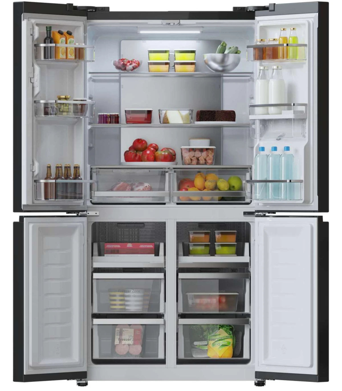 Bolero CoolMarket 4D 601 Black Glass E Frigorífico de 4 Puertas cristal