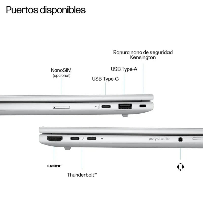 Portátil HP EliteBook 8 G1i 16" Intel Core Ultra 5 225H 16GB 512GB SSD IPS WUXGA AI Plata