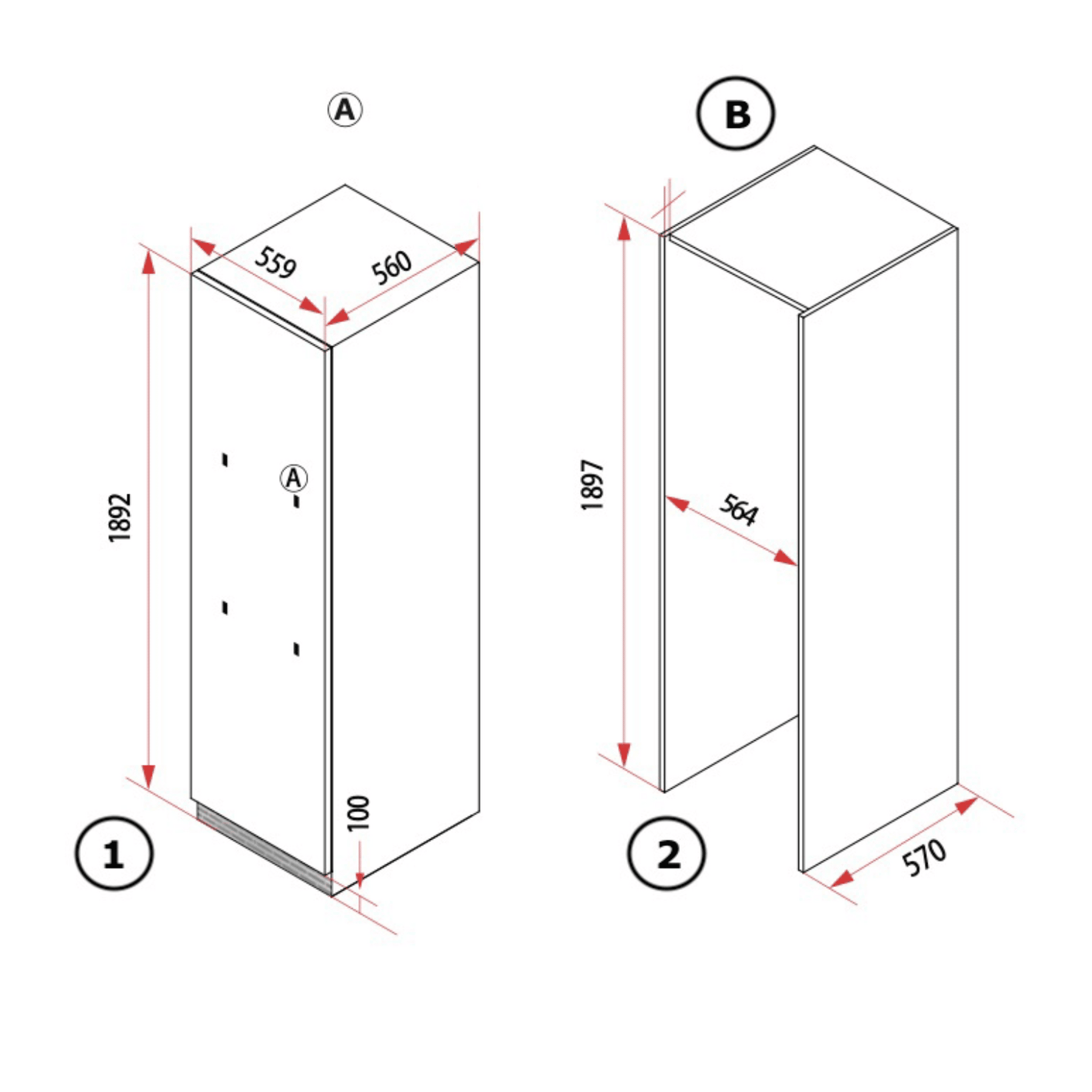 Bolero CoolMarket UF BI-D 222 GREY E Congelador 1 puerta integrable