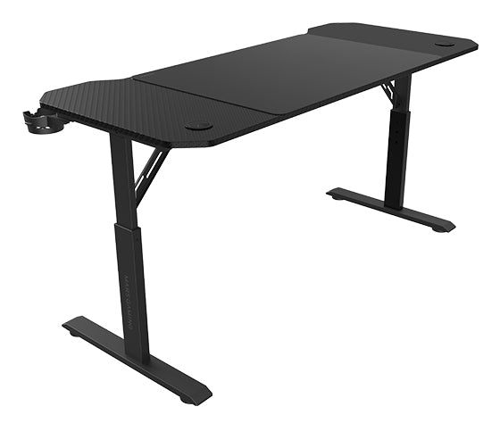 MGD-ERGO140, Mesa Altura Ajustable 3 Posiciones, Superficie Ergonómica, Estructura Metálica, Alfombrilla XXL, Soporte Auriculares + Bebida, Gestión Cableado, Mesa Gaming 140x60cm, Negro