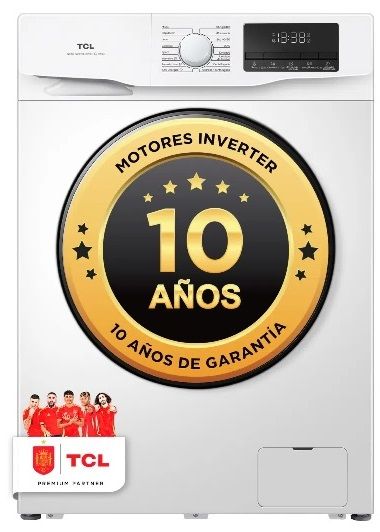 LAVADORA TCL FF0914WA1ES BLANCA 9KG 1400RPM CLASE A-10% DISPLAY MOTOR BLDC