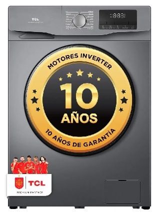 LAVADORA TCL FF0814SA1ES PLATA 8KG 1400RPM CLASE A-10% DISPLAY MOTOR BLDC